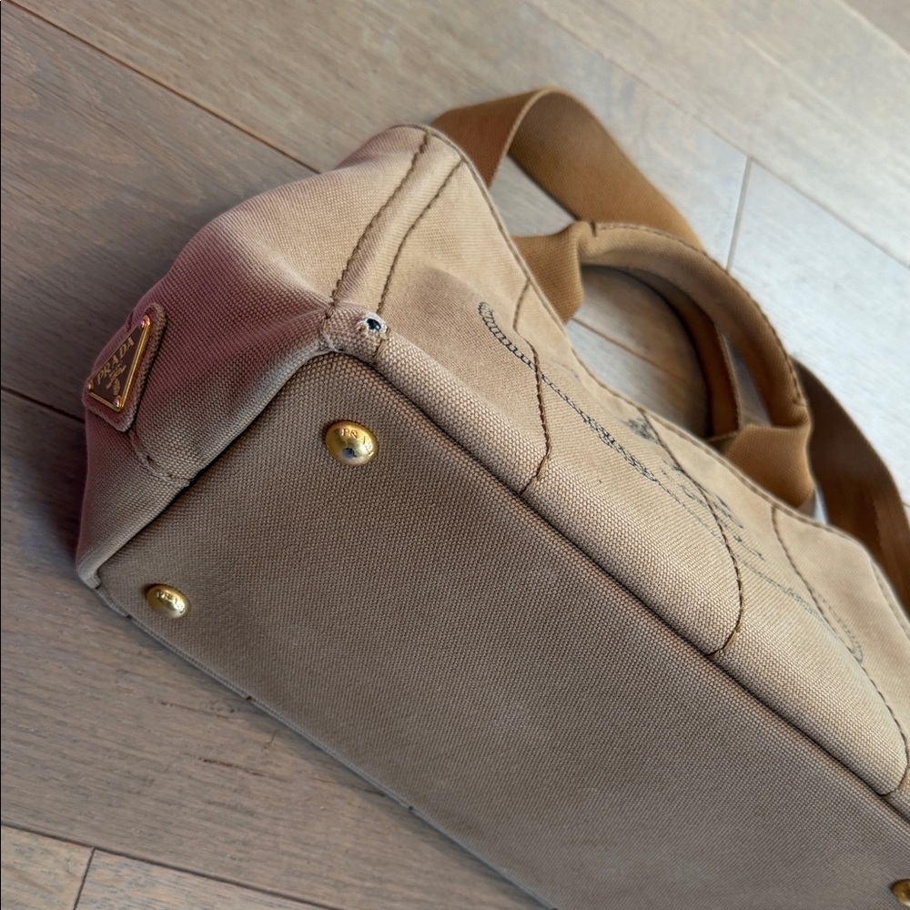 Prada Milano Beige Canapa Tote with Tan Strap - Picture 3 of 6